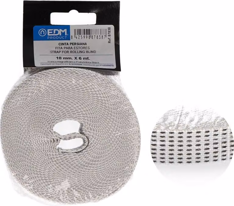 Cinghia compatta per tapparelle 6 m - Larghezza 18 mm - Bianco-nero