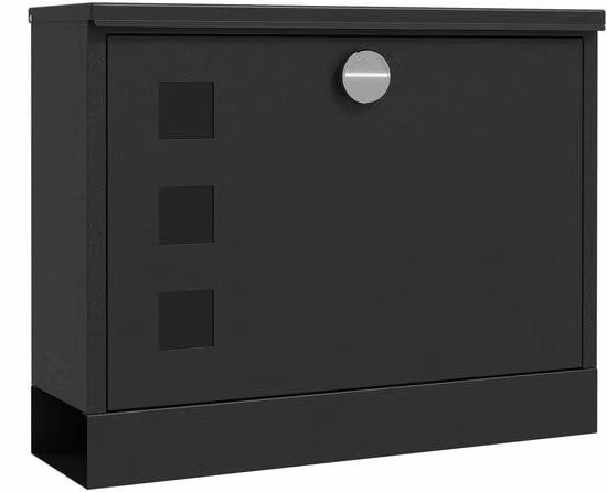 Cassetta portaoggetti moderna per scrivania - Con chiusura a chiave - 36,5 x 11,5 x 29 cm - Colore nero