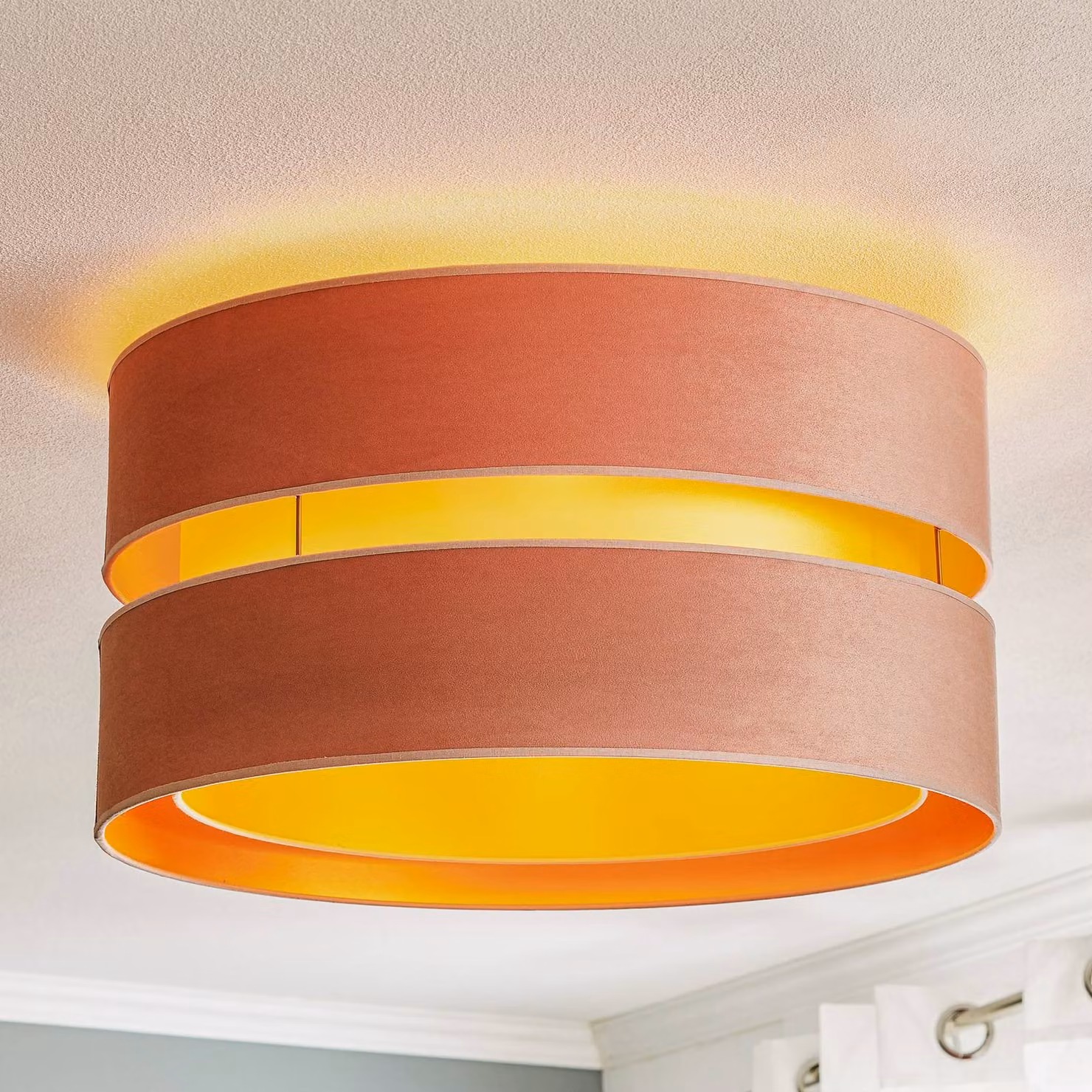 Plafoniera soffitto Golden Duo Duolla, dimmerabile, Violetto / Fucsia / Rosa, Soggiorno / Sala da pranzo, Tessuto / Stoffa / Seta, Giovanile, Plafoniera