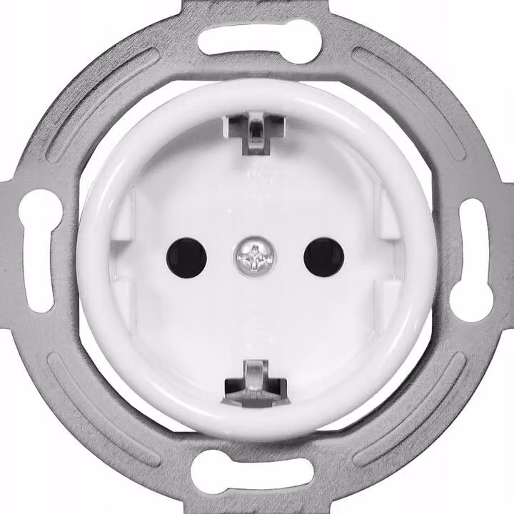 TG ELECTRO Serie Retro, elemento presa singola SCHUKO, colore bianco, stile industriale