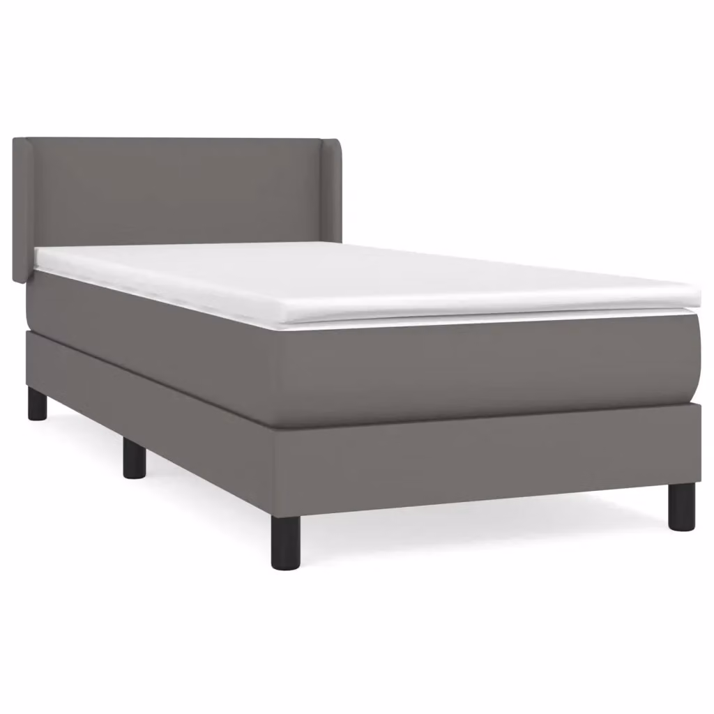 Letto con Giroletto a Molle e Materasso Ibrido vidaXL in Similpelle Grigio e Bianco L/P/H: 203 x 103 x 88 cm – 2