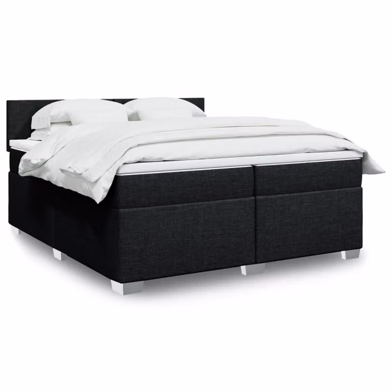 vidaXL Giroletto a Molle Ibrido con Materasso in Tessuto Nero 200 x 200 cm