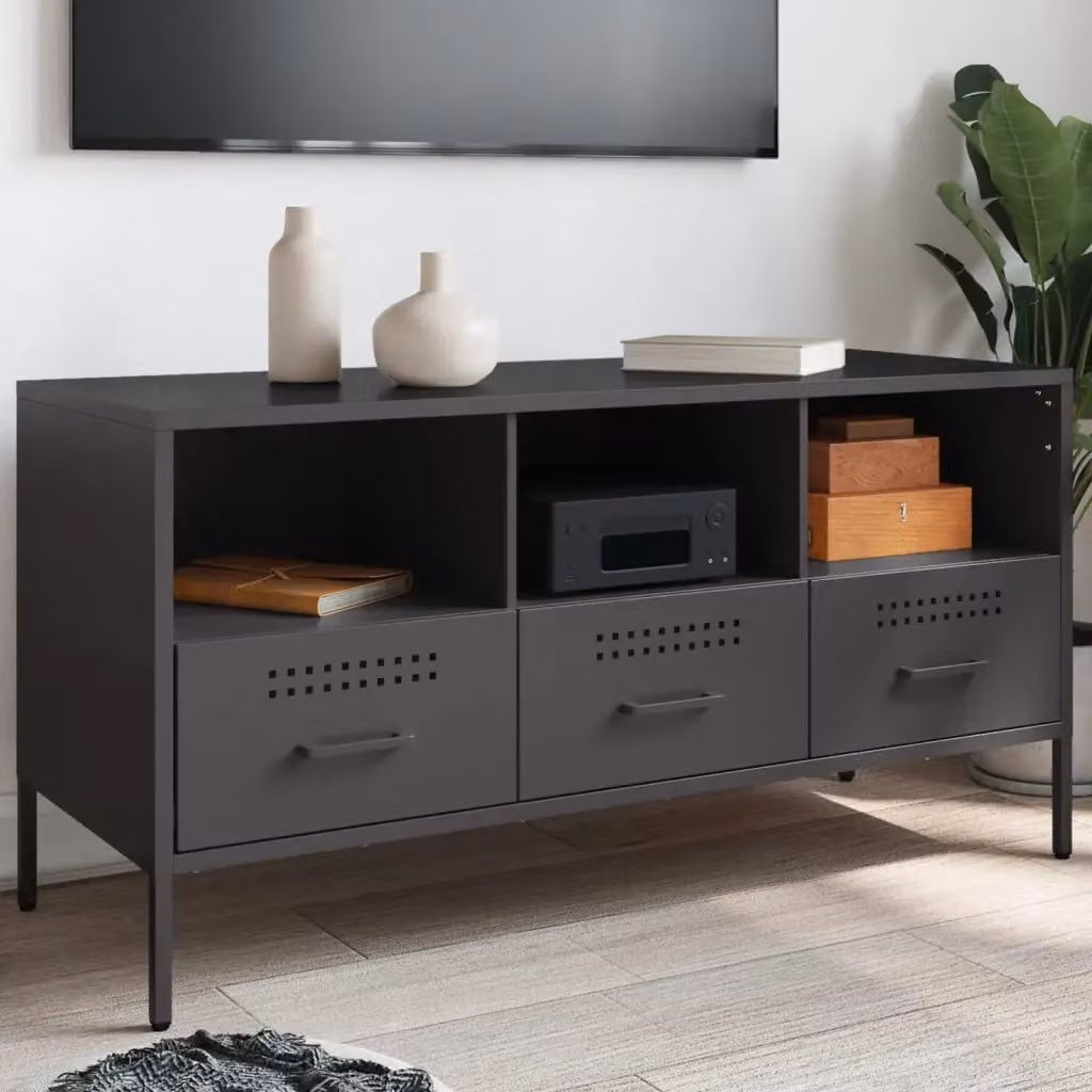 Mobile TV in stile industrial Design In in metallo nero L: 100,5 cm, P: 39 cm, H: 50,5 cm – 2