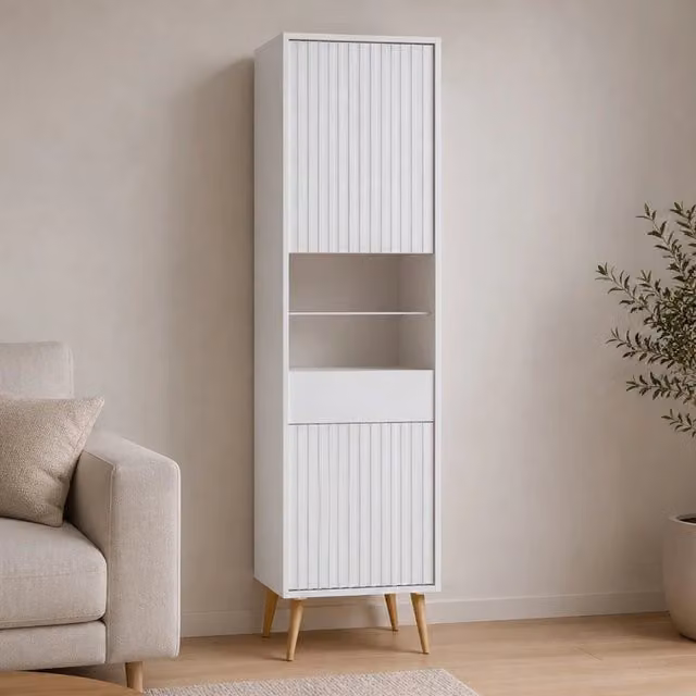 Mobile Espositore Lenagaba, Vetrina 3 Ripiani, 47x40x193h cm Bianco