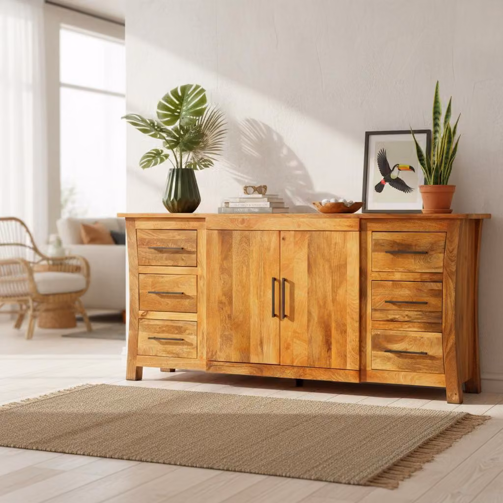 OPIUM OUTLET cassettiera credenza buffet mobili in legno massiccio stile coloniale indiano orientale legno di mango