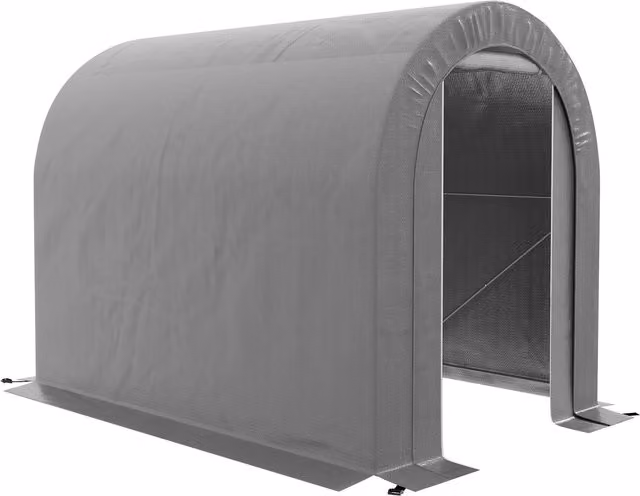 Outsunny Tenda da Giardino per Bici e Capanno da Stoccaggio Esterno in Metallo Zincato, Grigio, L: 239 cm, P: 159 cm, H: 190 cm