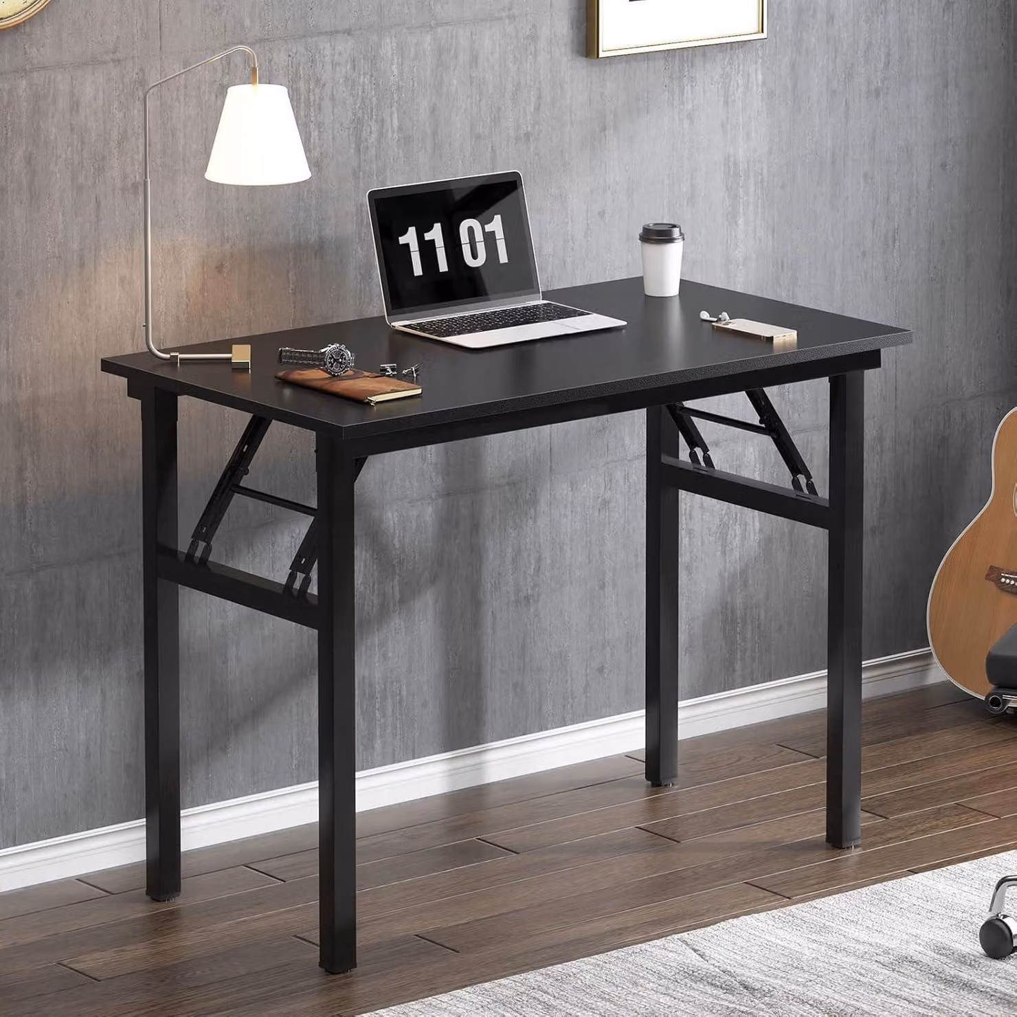 Scrivania pieghevole per computer 80x40x75cm nero E1 in particelle di legno stile IKEA