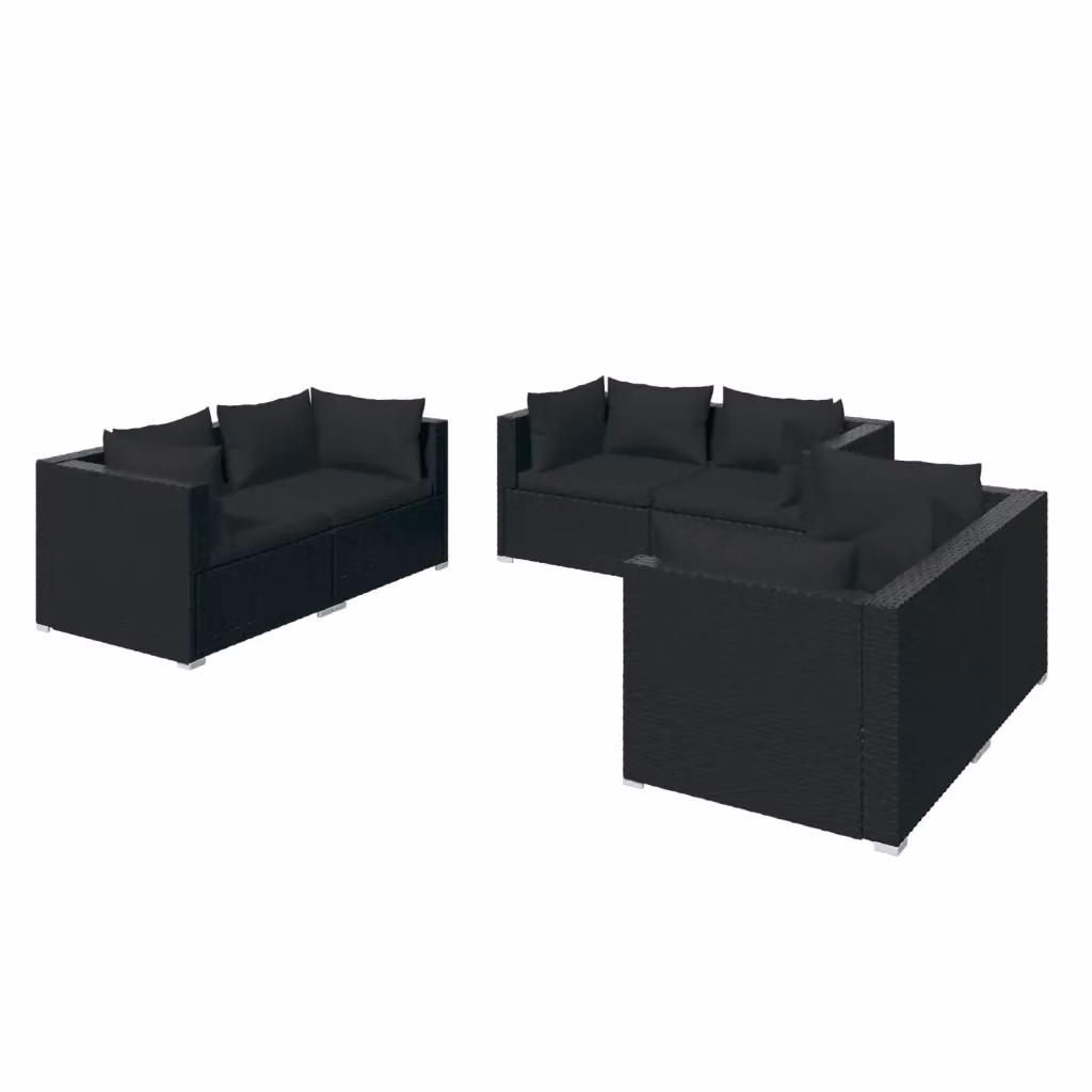 Set di divani da giardino a L vidaXL nero con cuscini inclusi e coperture rimovibili – 2