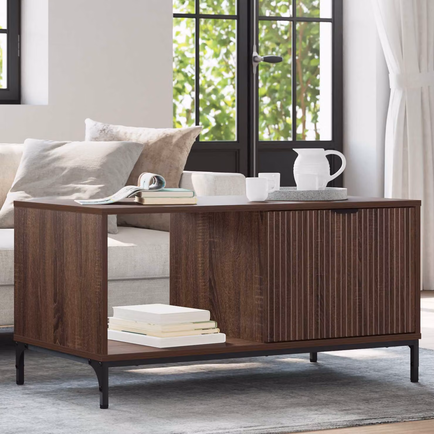 vidaXL Tavolino da salotto rettangolare in rovere marrone, L: 90 cm, P: 49 cm, H: 46 cm