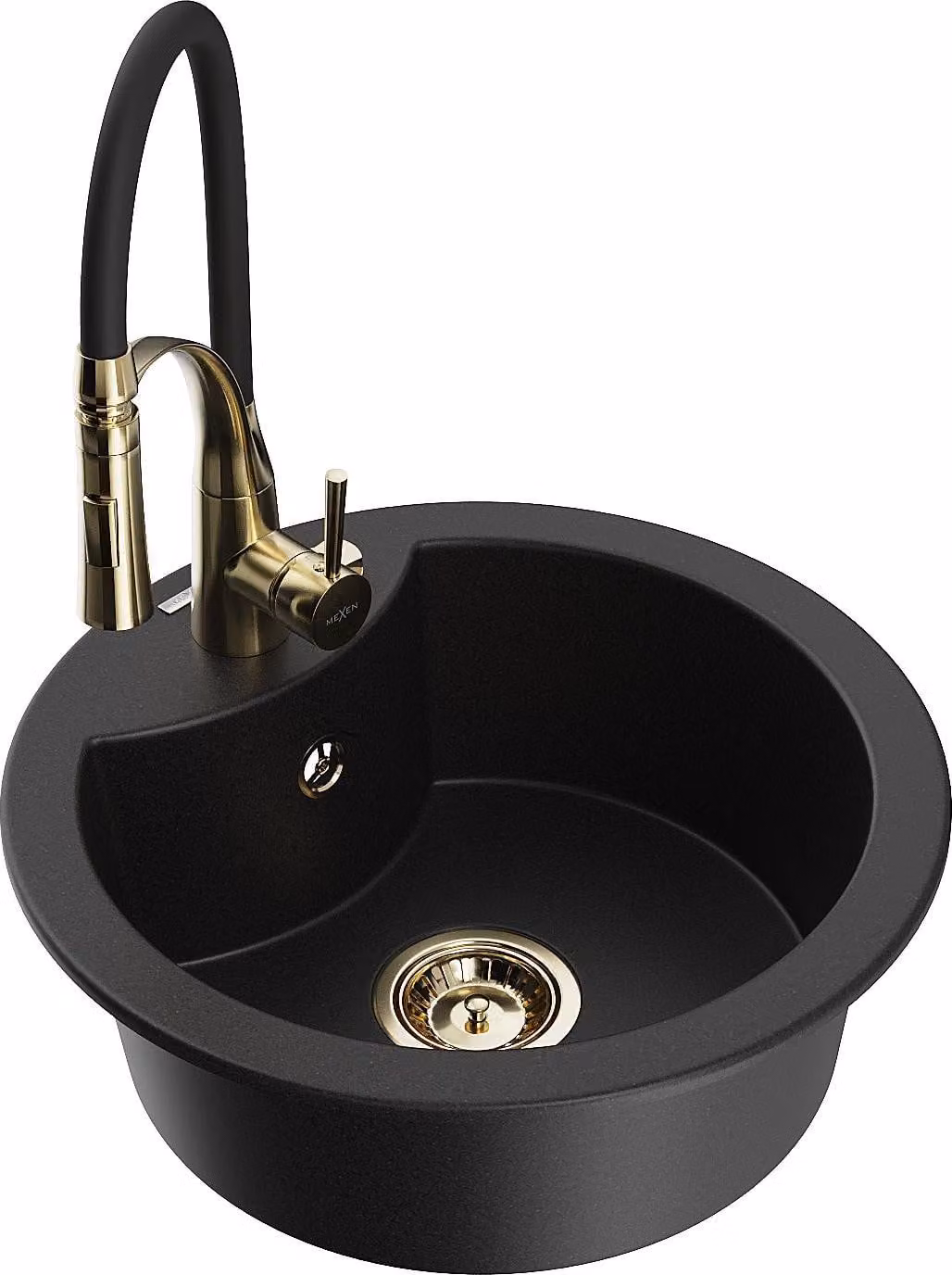 Mexen Diego lavello in granito a 1 vasca con miscelatore cucina Aster, nero - 6512-77-73450-57-G