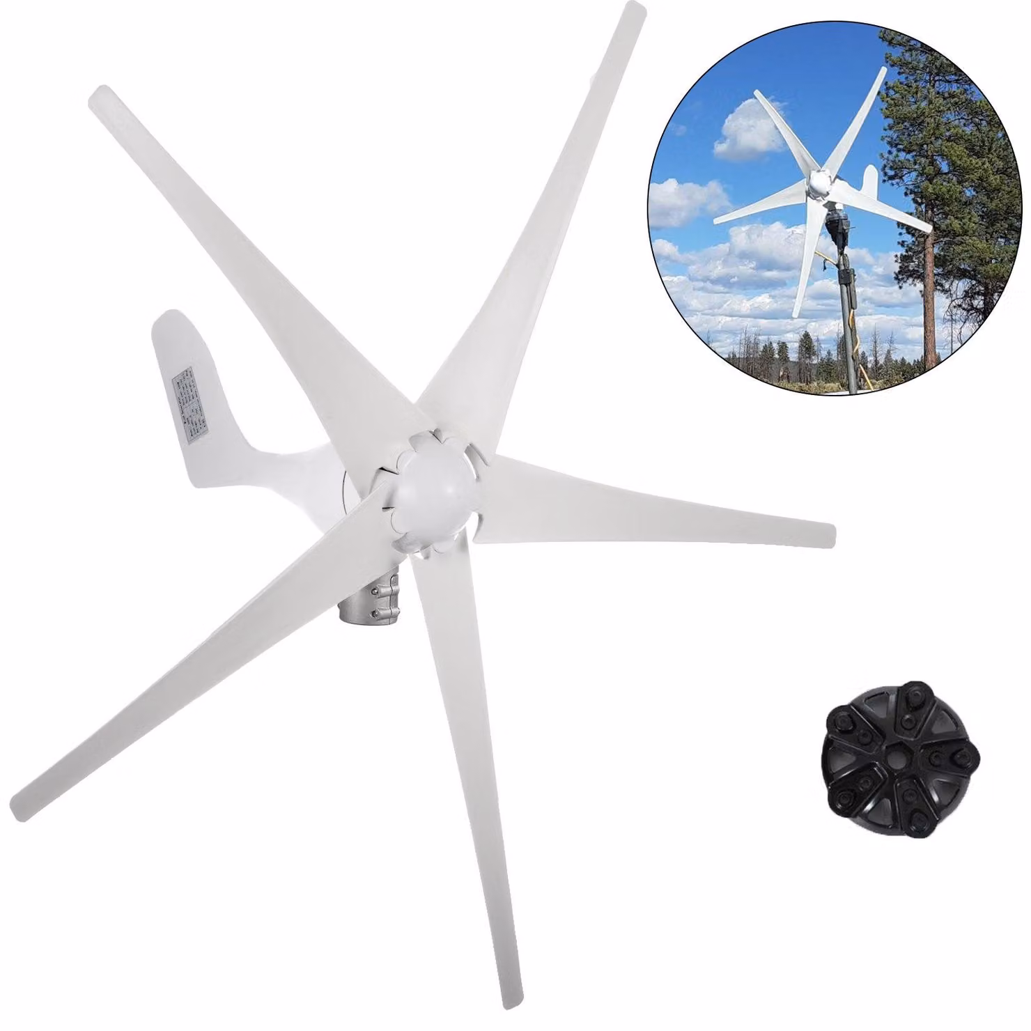 Turbina eolica VEVOR, 500 W, generatore eolico, DC 12 V, 5 pale, avvio a bassa velocità del vento, lampioni da giardino, turbine eoliche con regolatore di carica
