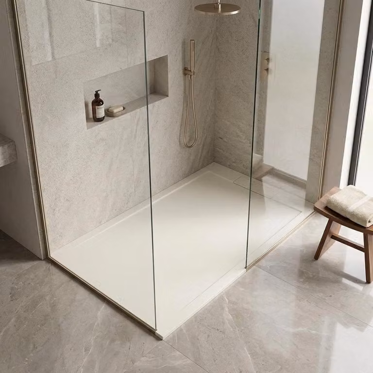 Piatto doccia rettangolare 180x90 cm effetto pietra in marmoresina EUPHORIA beige ATENE