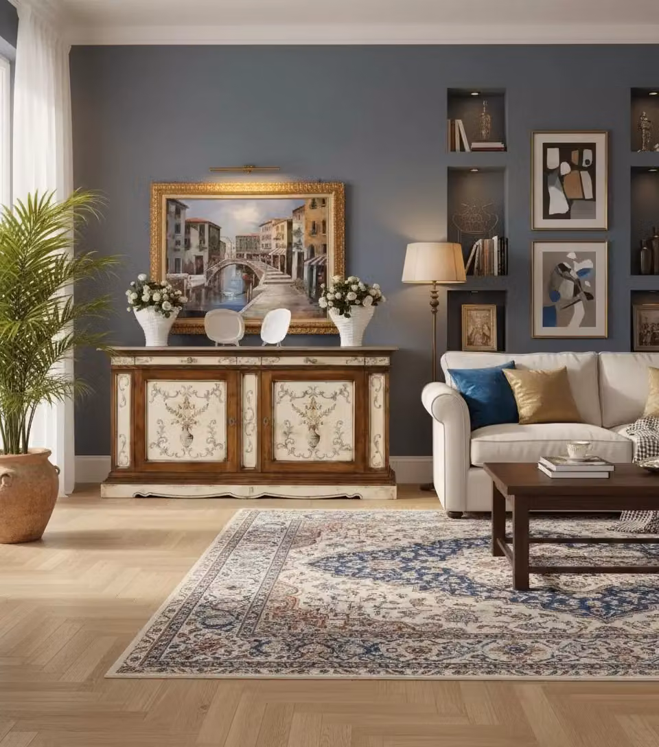 Madia credenza a 2 porte in stile arte povera laccata dipinta bianca Mobili 2G L/P/H: 213 x 54 x 109 cm – 2