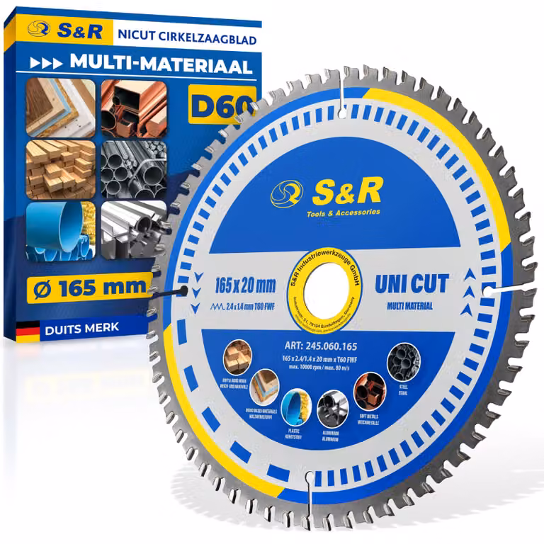 Disco per sega circolare, 165 x 20 mm, multifunzione, adatto per legno e metalli non ferrosi