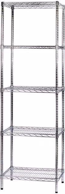 Scaffale metallico Archimede Serena Group con 5 ripiani regolabili, disponibile in nero o argento, L: 46 cm, P: 61 cm, H: 200 cm
