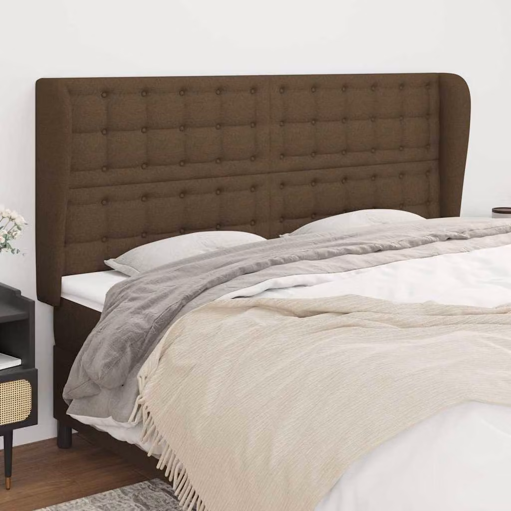 Testiera ad Orecchio vidaXL in Tessuto Marrone Scuro L: 183 cm, P: 23 cm, H: 118/128 cm – 1
