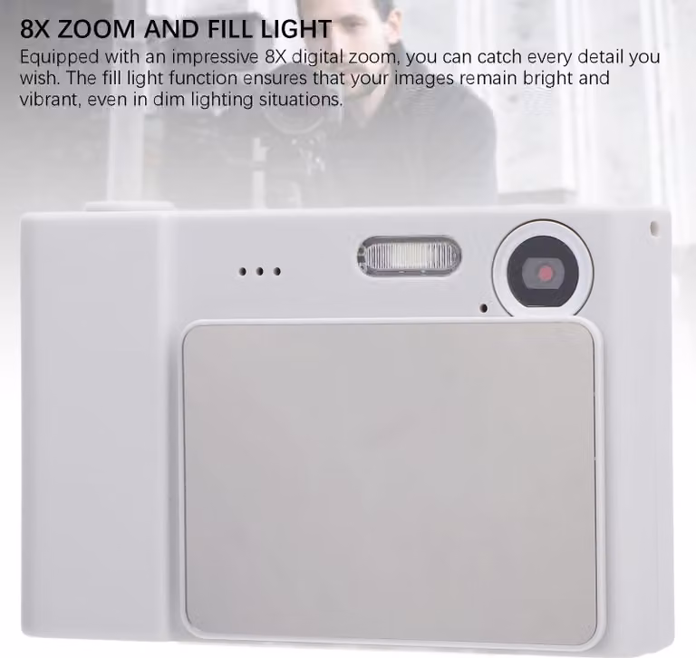 fotocamera digitale HD 1080P, 48 MP, schermo da 2,4 pollici, zoom 8x, anti-shake, CCD retro compatto da viaggio, 32 GB