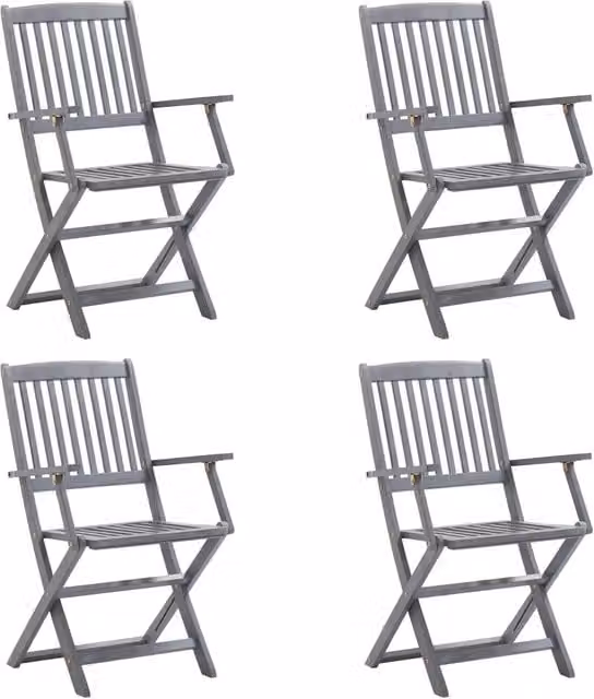 Set di 4 sedie pieghevoli vidaXL in legno di acacia con cuscini in tessuto resistente ai raggi UV per giardino e terrazzo