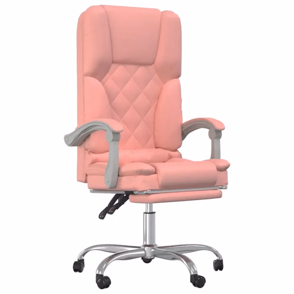 Poltrona da ufficio executive vidaXL rosa in similpelle con poggiatesta e rotelle, L: 63 cm, P: 56 cm, H: 120 cm – 2