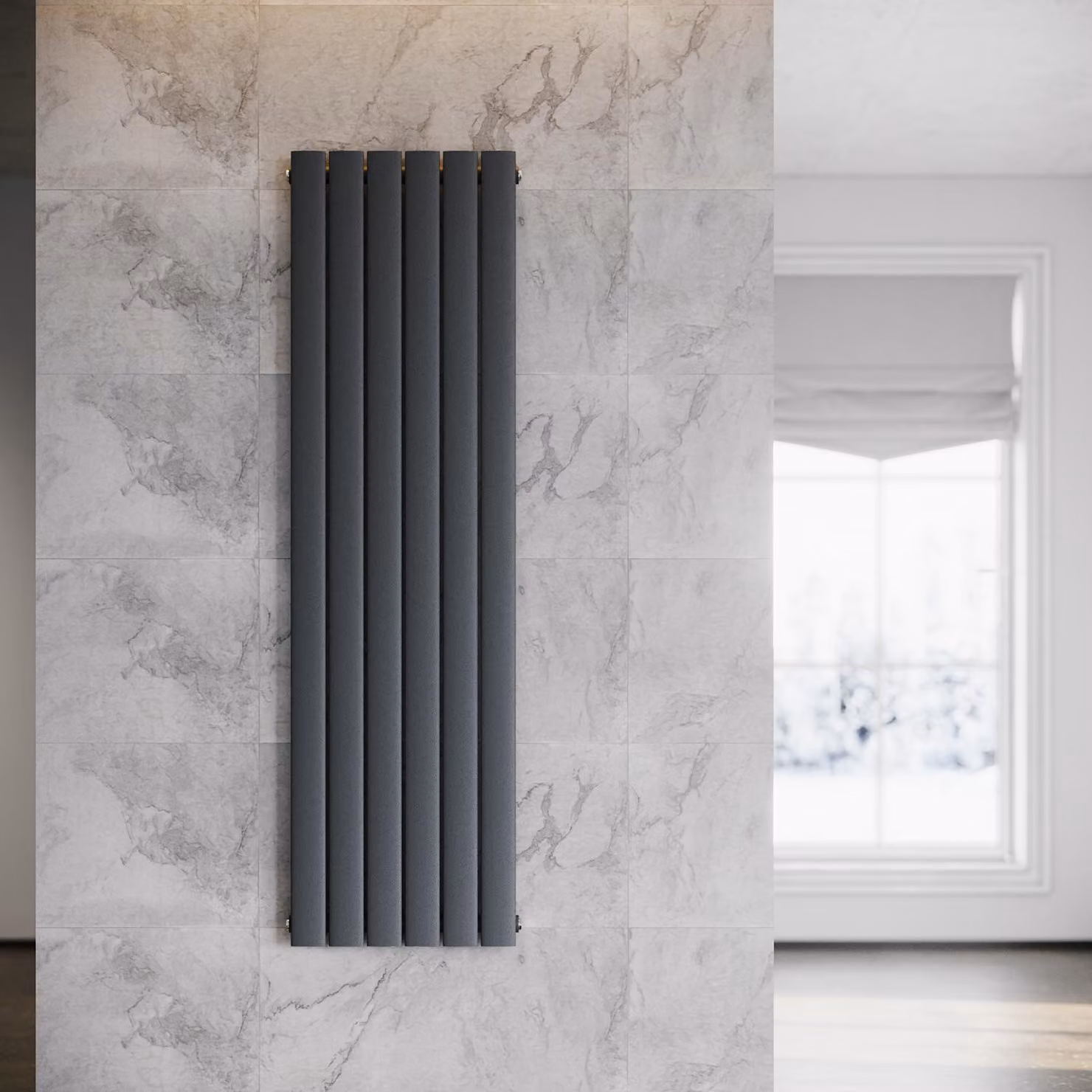 SONNI Radiatore verticale di design a pannello, monostrato, antracite, 1600×465 mm, senza resistenza