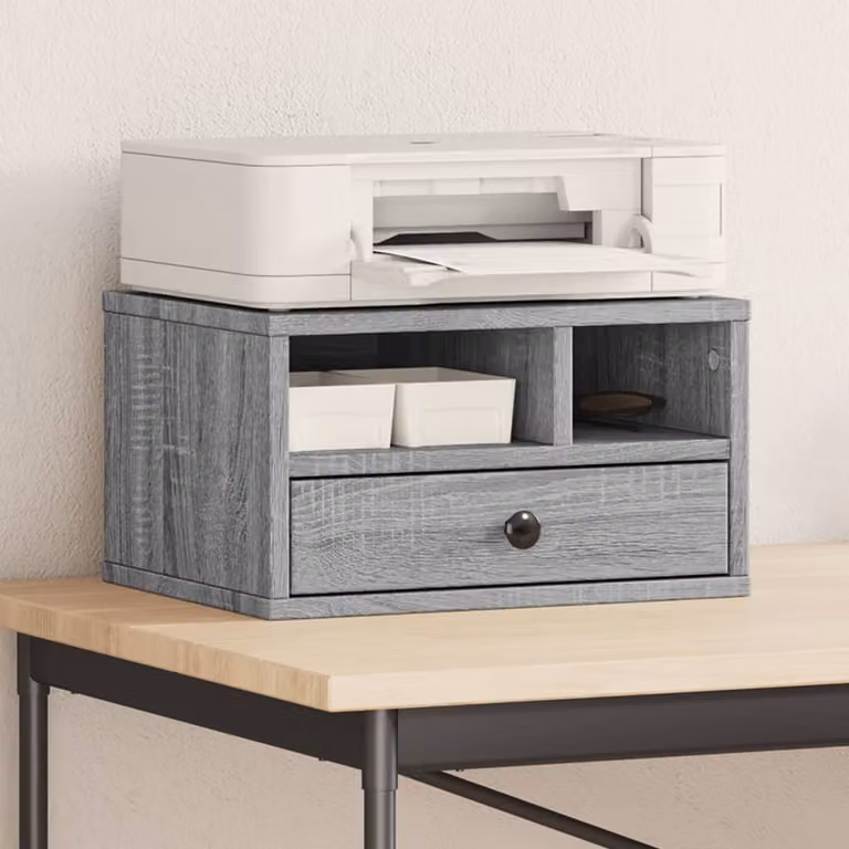 Supporto Stampante vidaXL in Legno Multistrato e MDF, Grigio Sonoma, L 40 cm x P 32 cm x H 22,5 cm