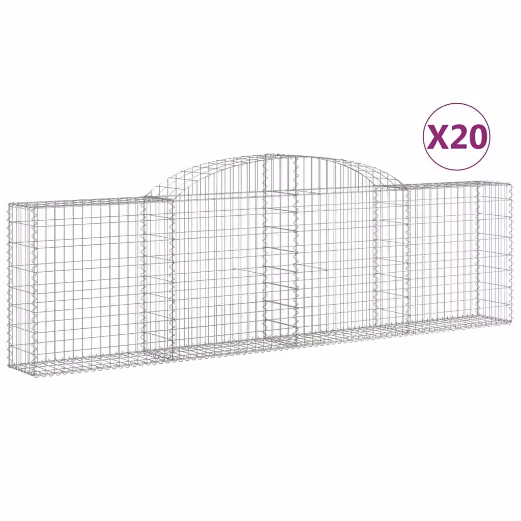 Cesti Gabbioni ad Arco 20 pz 300x30x80/100 cm Ferro Zincato