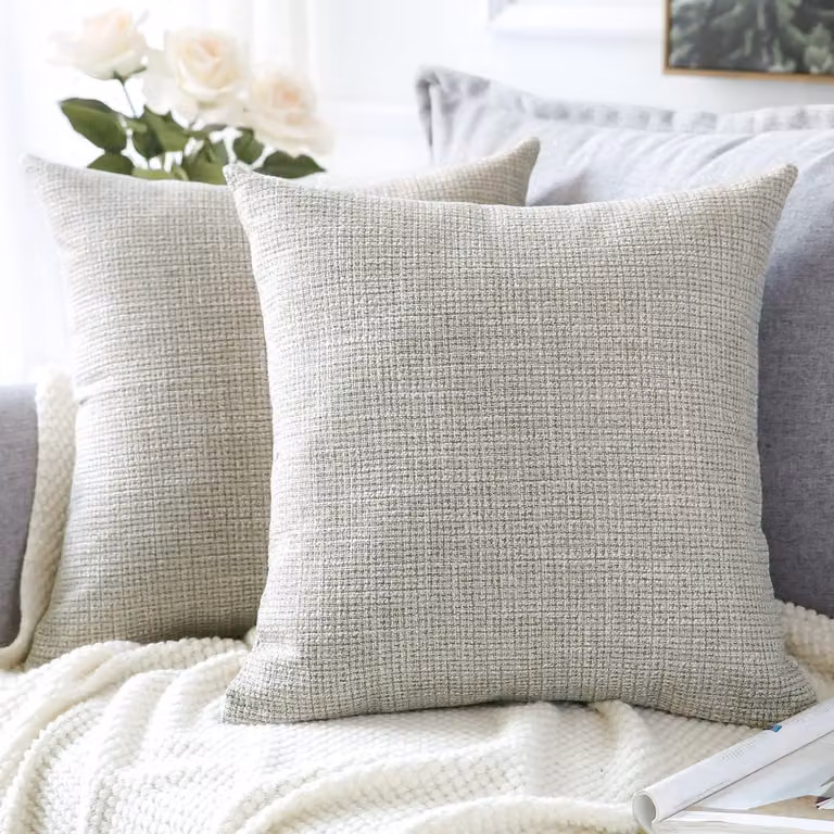 Coperte per cuscini, set da 2, coperte decorative in lino, forma quadrata, 60 x 60 cm, per l'arredamento della casa, divano, camera da letto, auto (color kaki, 24 x 24)