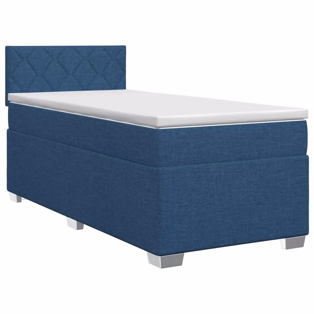 Letto box spring con materasso ibrido vidaXL, colore blu e bianco, con base a sollevamento, L 80 x P 200 cm – 2