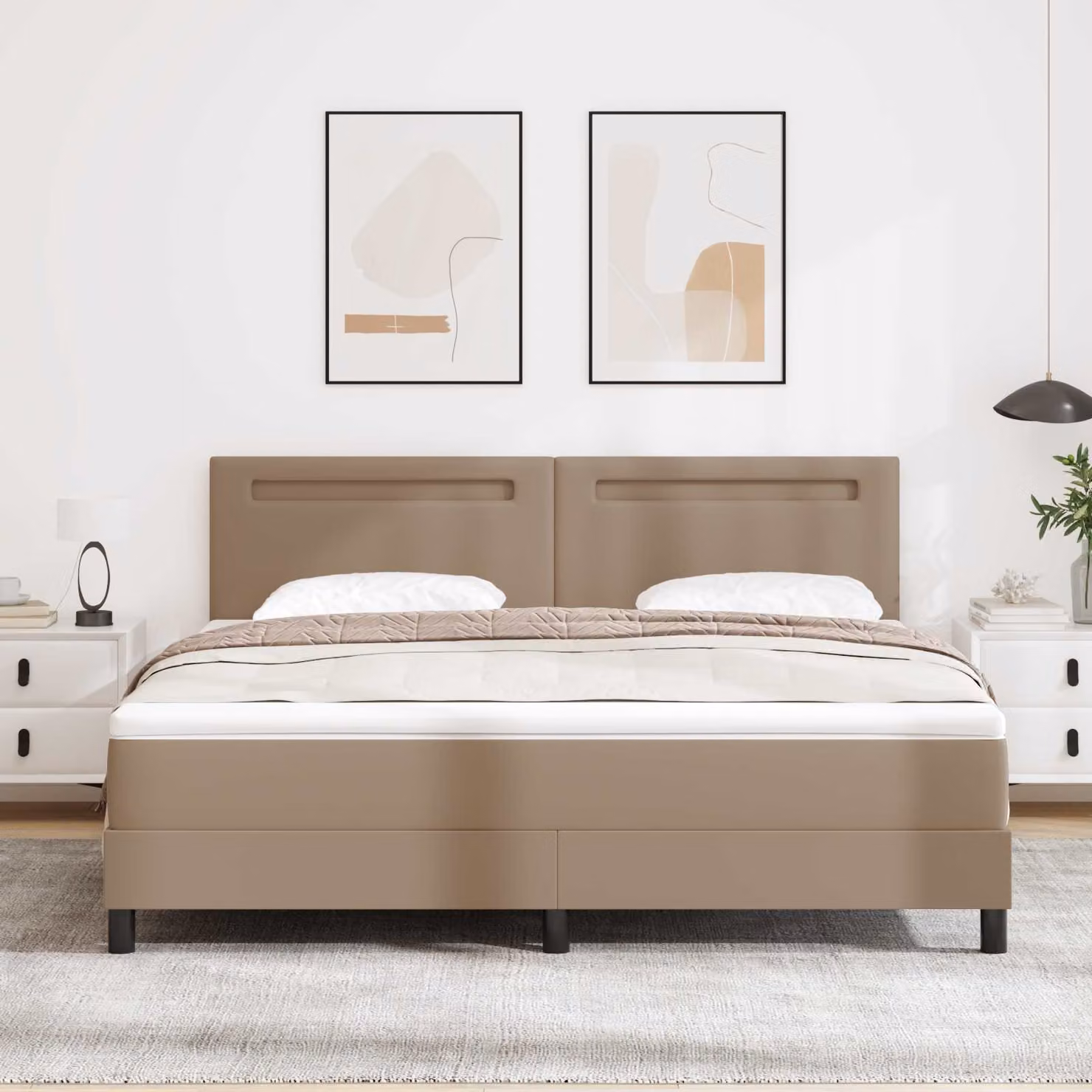 Letto a molle moderno vidaXL in pelle sintetica marrone con molle a tasche L/P/H: 180 x 200 x 280 cm