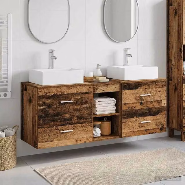 Set di Armadi da Bagno 3 pz Legno antico 129 x 41 x 79,5 cm 3405841