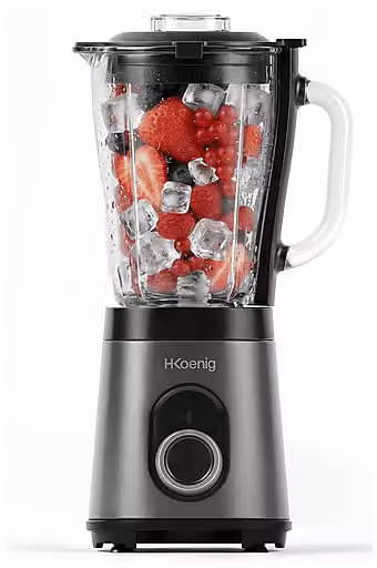 Frullatore H.Koenig MXK36 Grigio scuro con caraffa in vetro da 1,5 l, potenza 550 W, 2 velocità e funzione pulse, in acciaio inox