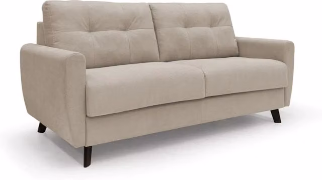 Divano letto matrimoniale Callisto Divani.Store in tessuto beige con coperture rimovibili e stile scandinavo