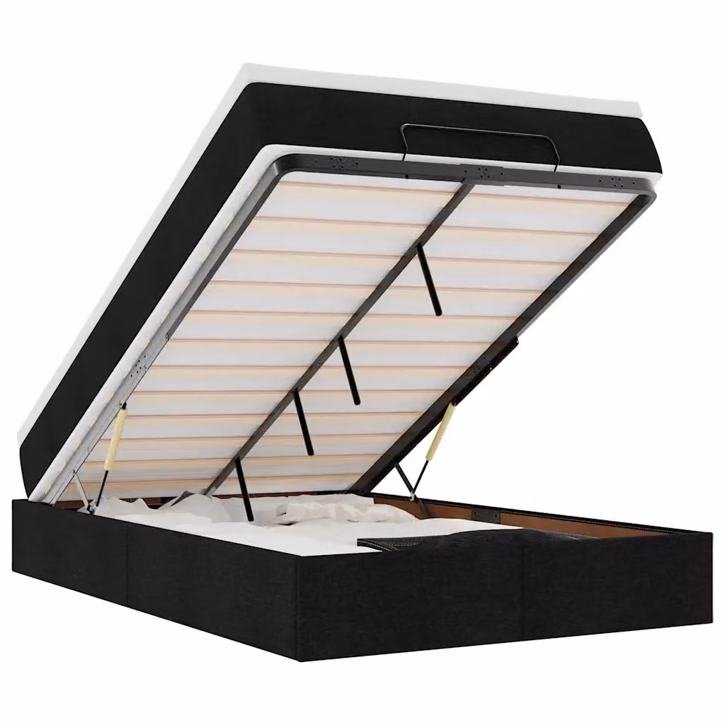 Letto con contenitore a sollevamento e materasso vidaXL in tessuto nero e bianco L/P/H: 200 x 120 x 23,5 cm – 2