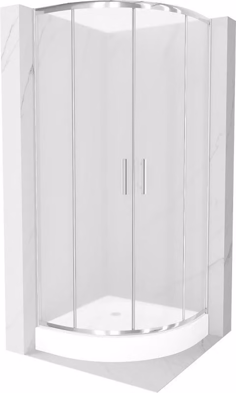 Mexen Rio cabina doccia semicircolare 80 x 80 cm, smerigliato, cromo + piatto doccia, bianco - 863-080-080-01-30-4710