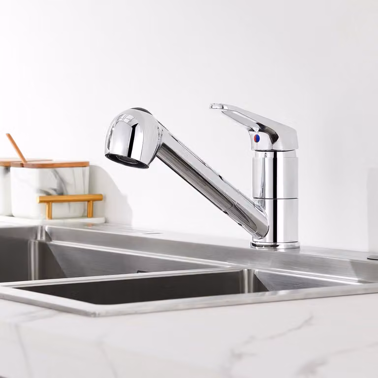 Auralum Rubinetto monocomando per cucina con 2 tipi di getto Doccetta per piatti Rubinetto da cucina estraibile Rubinetto per lavello Rubinetto girevole a 360° Cromo Monocomando
