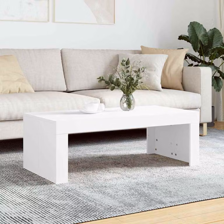 vidaXL Tavolino da Salotto Moderno Bianco in Legno Multistrato, L: 102 cm, P: 50 cm, H: 36 cm