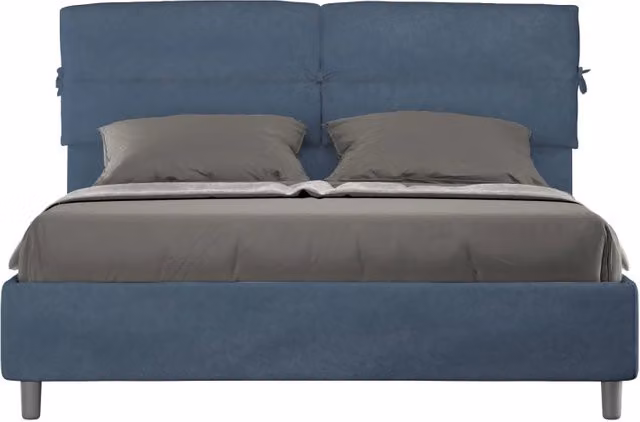 Letto matrimoniale imbottito con contenitore Nandy Ityhome in microfibra blu L: 160 cm, P: 210 cm