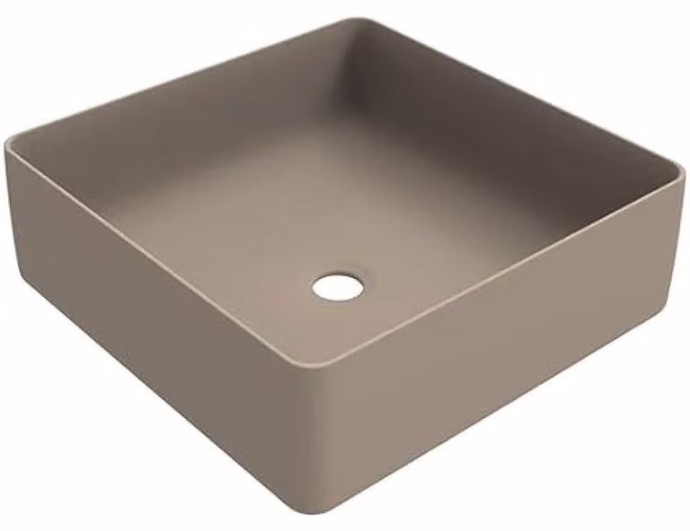 Lavabo in Vetroceramica da appoggio, senza troppofilo, dimensioni 46x40x17 cm, colore bianco