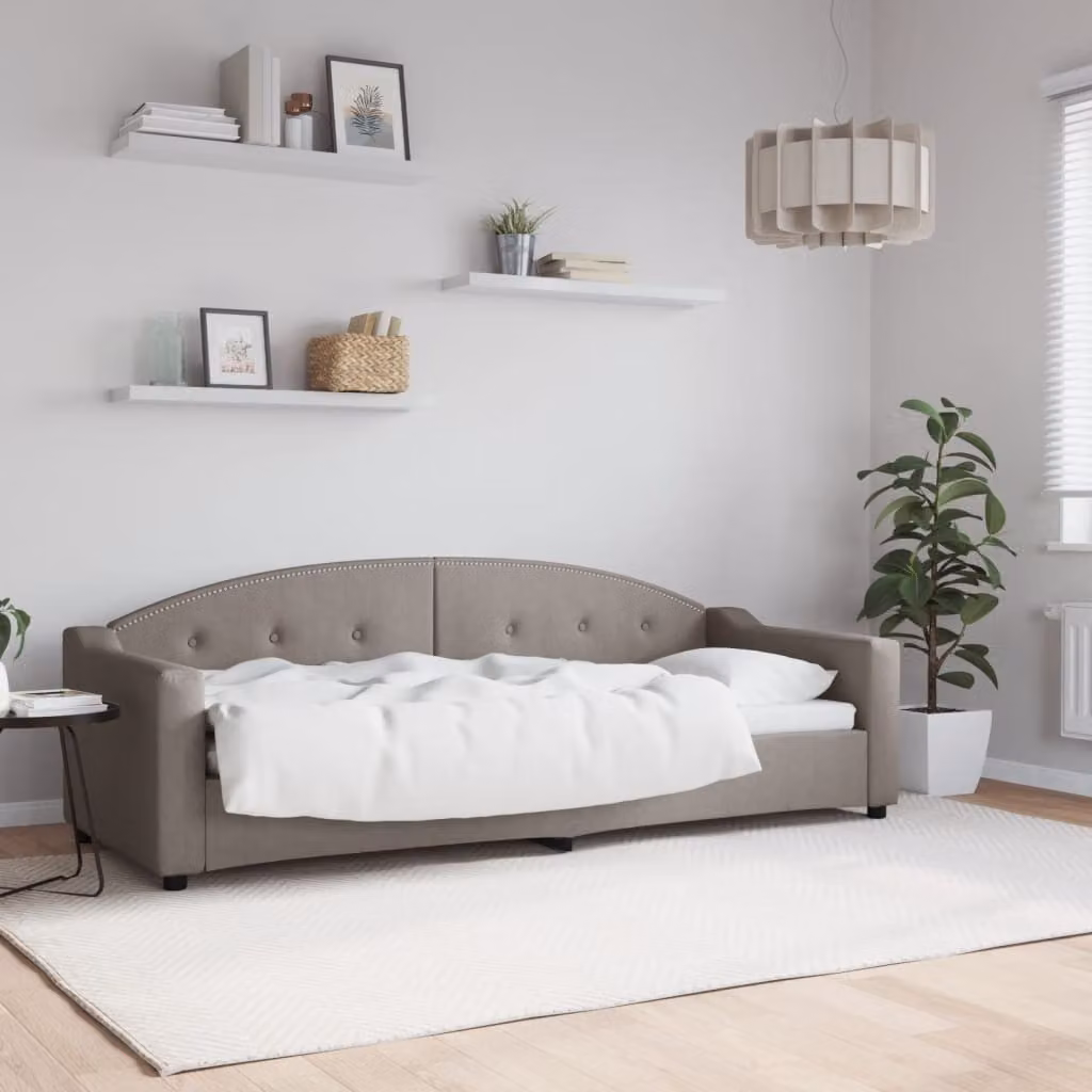 Letto da giorno vidaXL in tessuto beige e grigio L 200 x P 80 cm
