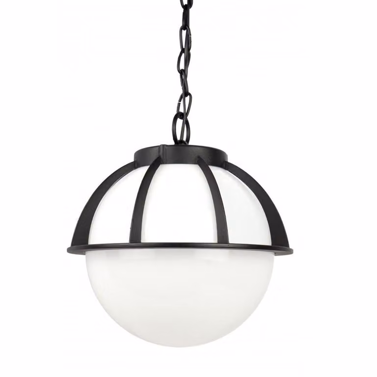 Lampada a sospensione per esterni sfera bianca o fumé 25 cm 1xE27 nero IP43 SU-MA Kule K 1018/1/KPO 250