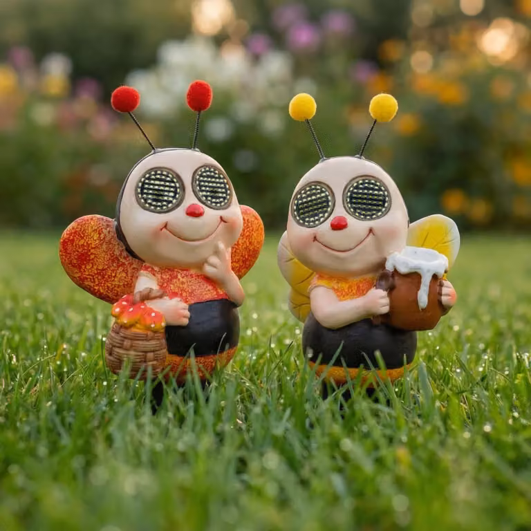 Figurina solare a forma di ape, con occhi mobili, dotata di 112 LED SMD, dimensioni 22 cm, disponibile in 2 varianti, confezione singola [11420]