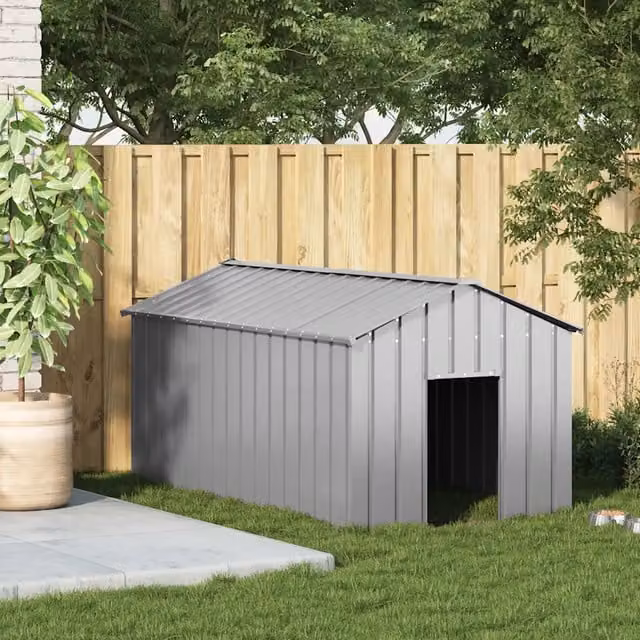 Casetta per cani vidaXL in metallo grigio con tetto impermeabile L/P/H: 114 x 202 x 101 cm – 1
