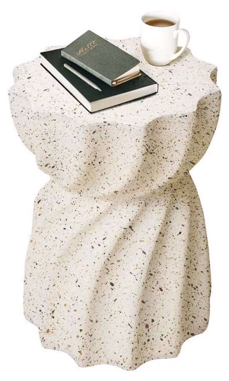 Tavolino da caffè rotondo, bianco, in ossido di magnesio, altezza 48,5 cm