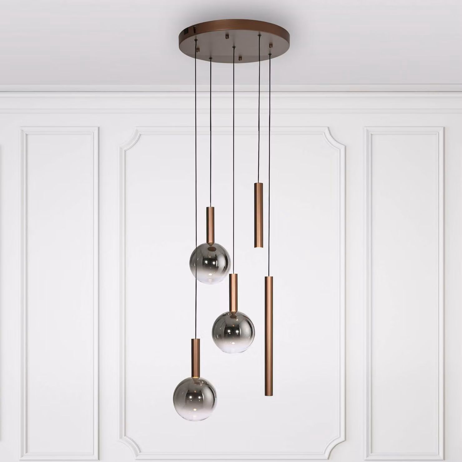 Paul Neuhaus Lampada LED a sospensione "Bowl" di Neuhaus, Ø 54 cm, marrone/grigio, Bowl, dimmerabile, Marrone / Ruggine, Soggiorno / Sala da pranzo, Vetro, Moderno