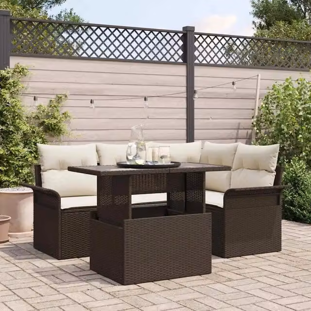 Set Divano da Giardino 5 pz Marrone polyrattan 3348274