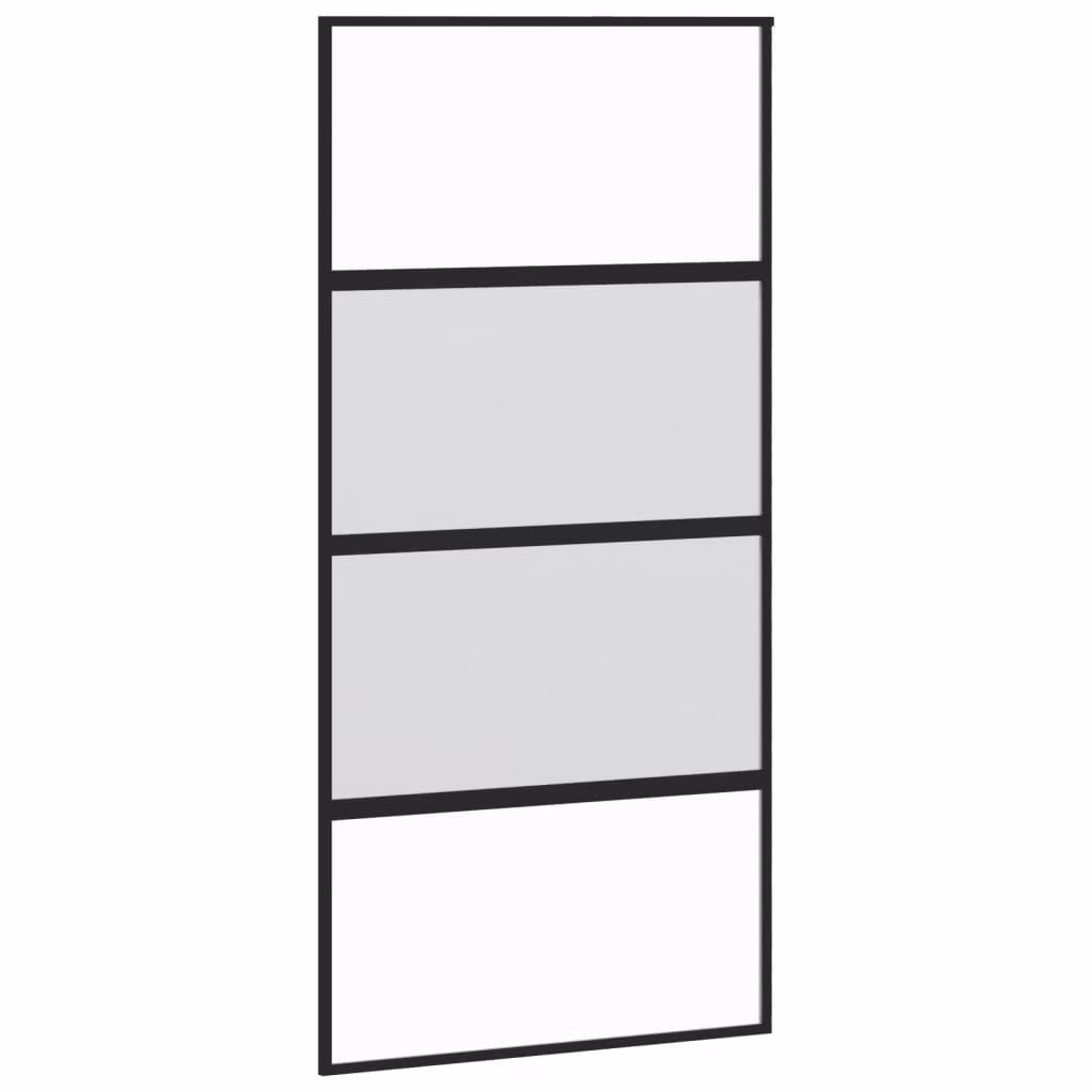 Porta Scorrevole Nera 102,5x205 cm Vetro Temperato e Alluminio