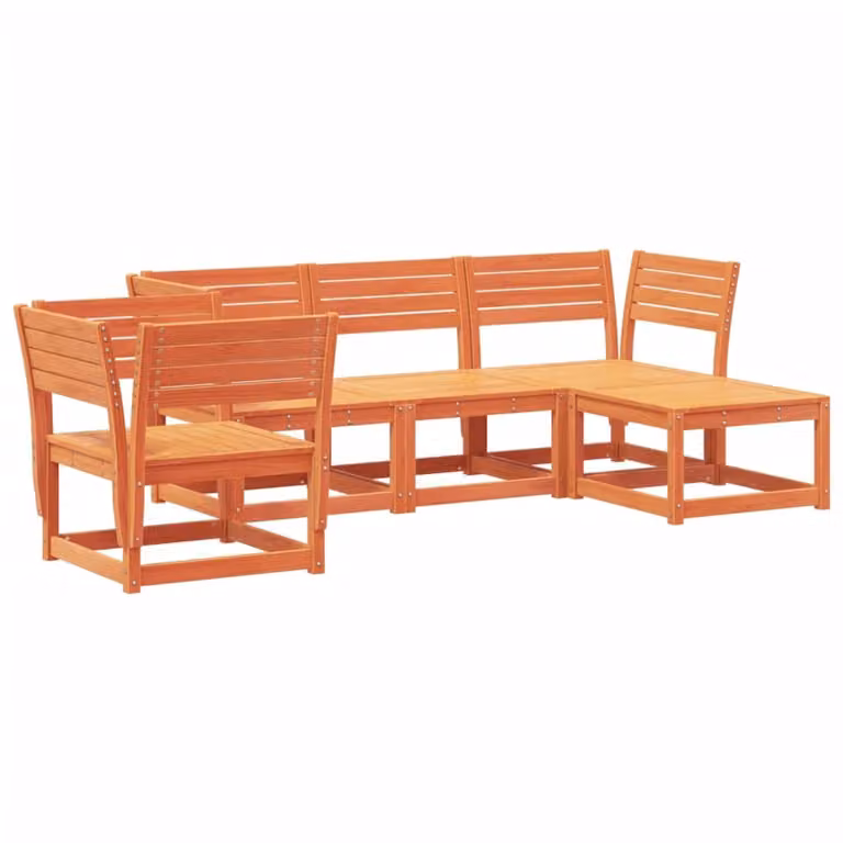 Set Salotto da Giardino 5 pz Marrone Cera Legno Massello Pino