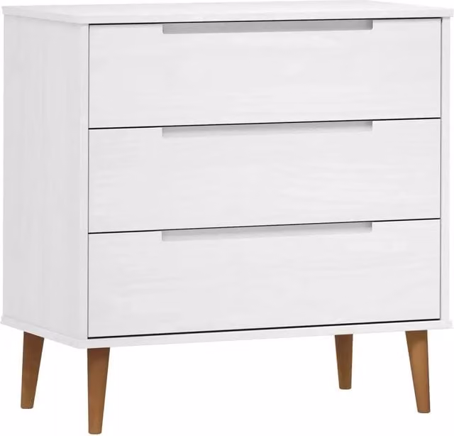 Cassettiera MOLDE Bianca 80x40x80 cm in Legno Massello di Pino CFW7909956