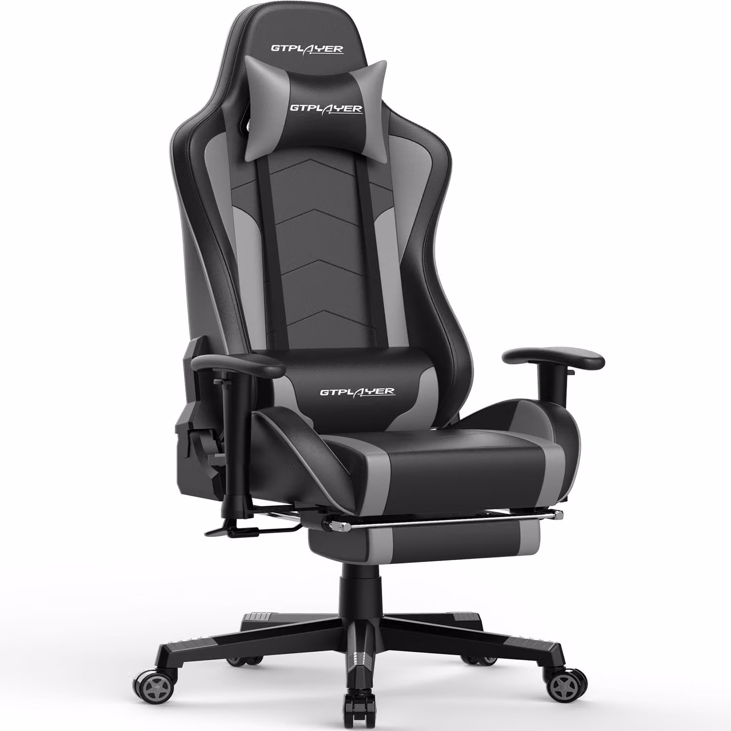 GTPLAYER Sedia da gioco con poggiapiedi Altoparlante Bluetooth Sedia musicale Sedia ergonomica per computer Sedia da scrivania Sedia da gioco Grigio