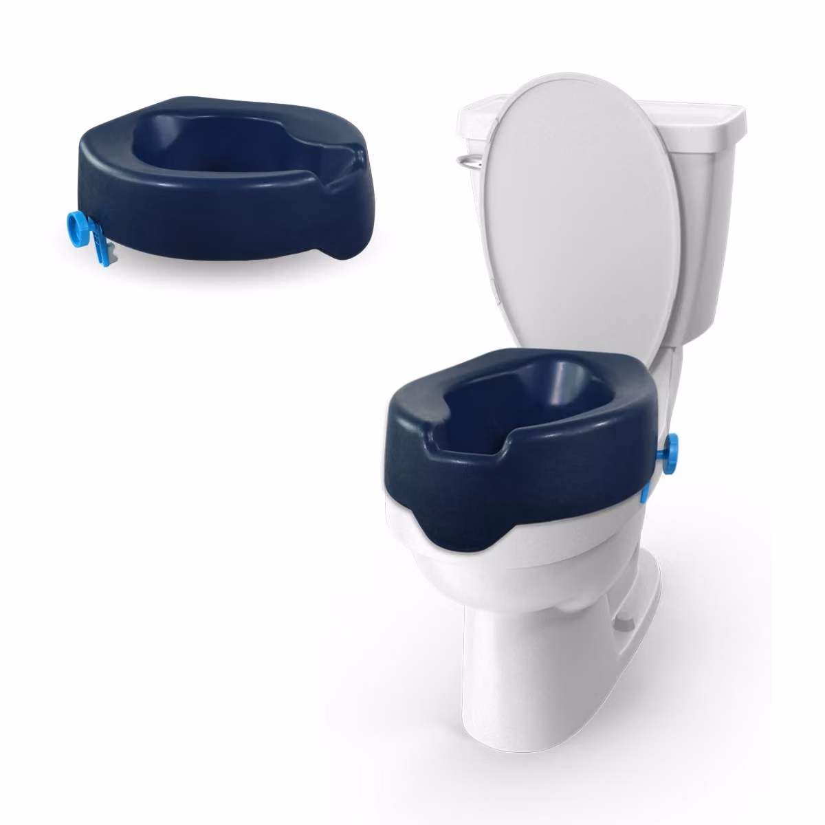 Mobiclinic, rialzo per sedile WC, Río, , rialzo per sedile WC, rialzo per sedile WC, attacco per anziani, ausilio per WC, morbido, alto 11 cm, blu
